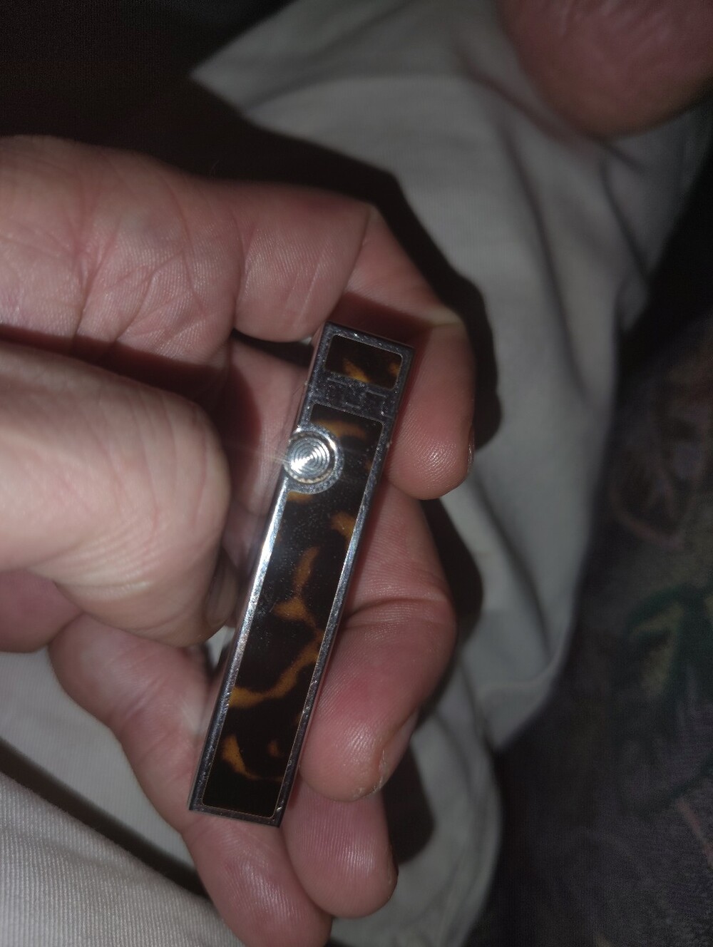 Rare Vintage Dunhill Silver Turtle Shell Lacquer Lighter Sold Without Butane